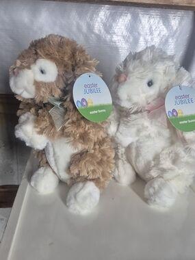 Plush Bunny - Brown and White 2 Bu nies